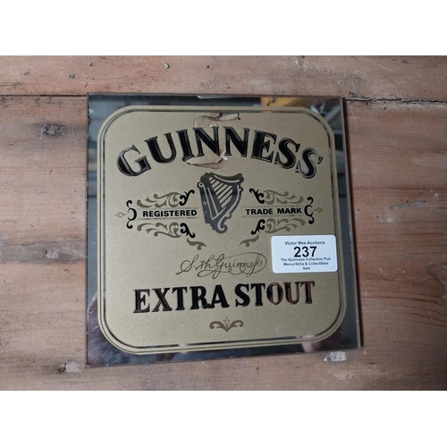 237 - Guinness Extra Stout glass advertisement. {16 cm H x 10 cm W}. PART OF THE DAVID HUGHES COLLECTION.