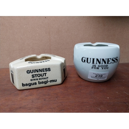 239 - Triangular Guinness Malaysia Ashtray and Guinness is Good for You ashtray with Crown Cork and Burkes... 