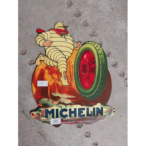 245 - Michelin Tyres enamel advertising sign. {38 cm H x 23 cm W}.