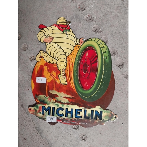 245 - Michelin Tyres enamel advertising sign. {38 cm H x 23 cm W}.