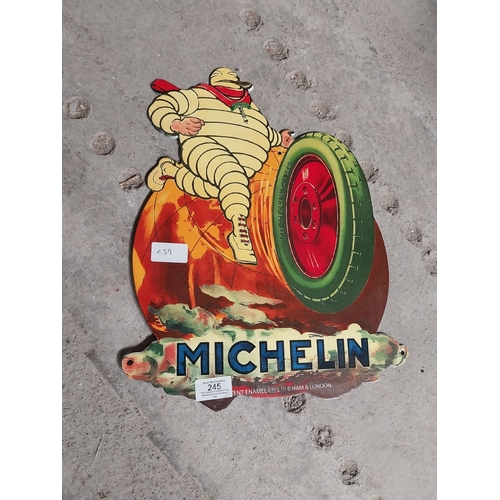 245 - Michelin Tyres enamel advertising sign. {38 cm H x 23 cm W}.