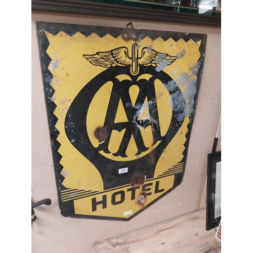 248 - AA Hotel enamel advertising sign. {76 cm H x 55 cm W}.