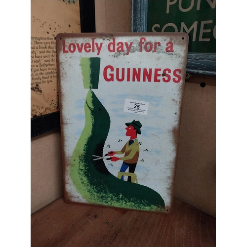 25 - Lovely Day for A Guinness tinplate advertising sign. {30 cm H x 20 cm W}.