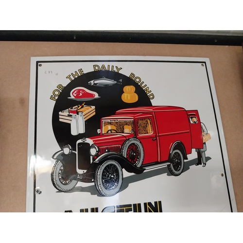 252 - Austin Delivery Vans enamel advertising sign. {53 cm H x 36 cm W}