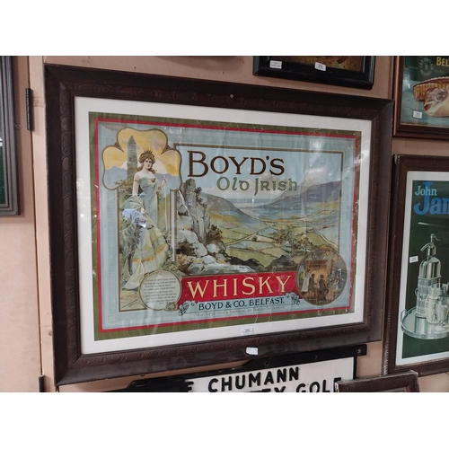 254 - Original Boyd's of Belfast Old Irish Whisky framed showcard. {86 cm H x 108 cm W}