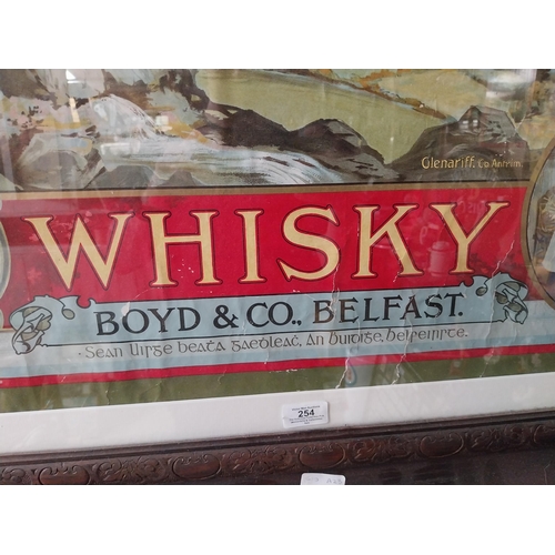 254 - Original Boyd's of Belfast Old Irish Whisky framed showcard. {86 cm H x 108 cm W}