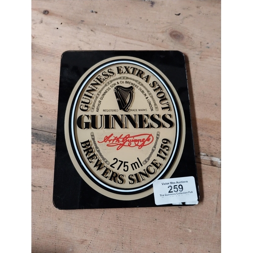 259 - Guinness Extra Stout Perspex stick on advert. {15 cm H x 13 cm W}. PART OF THE DAVID HUGHES COLLECTI... 