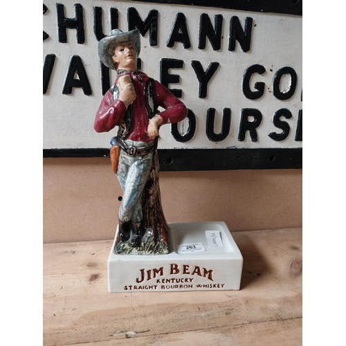 263 - Jim Beam ceramic advertising figure. {33 cm H x 17 cm W x 10 cm D}.