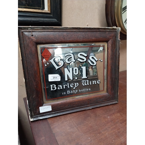 264 - Framed Bass No 1 Barley Wine advertising mirror. {29 cm H x 34 cm W}.