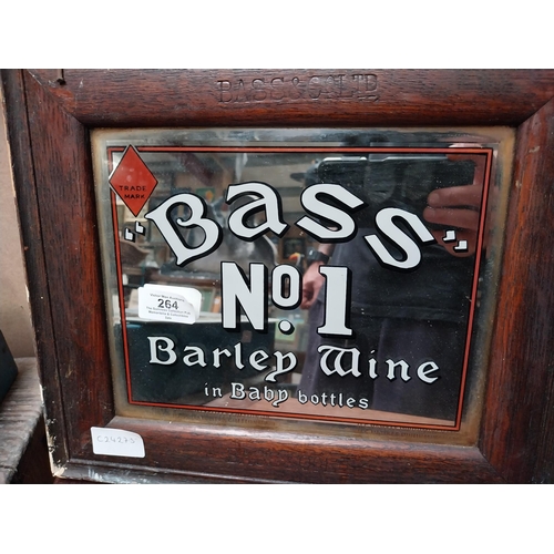 264 - Framed Bass No 1 Barley Wine advertising mirror. {29 cm H x 34 cm W}.