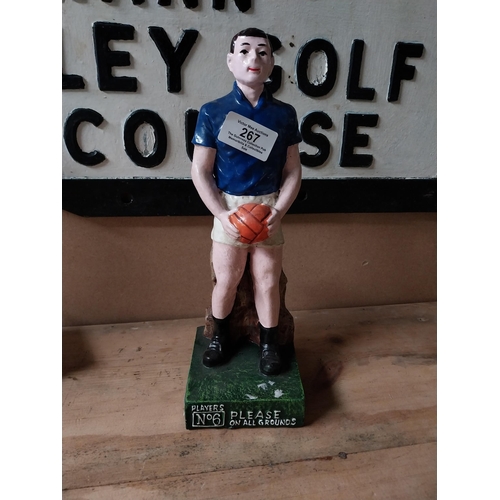 267 - Resin footballer figure Player's No 6 advertisement. {28 cm H x 10 cm W x 10 cm D}.