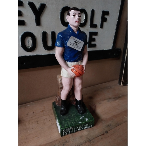 267 - Resin footballer figure Player's No 6 advertisement. {28 cm H x 10 cm W x 10 cm D}.