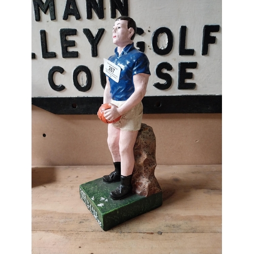 267 - Resin footballer figure Player's No 6 advertisement. {28 cm H x 10 cm W x 10 cm D}.