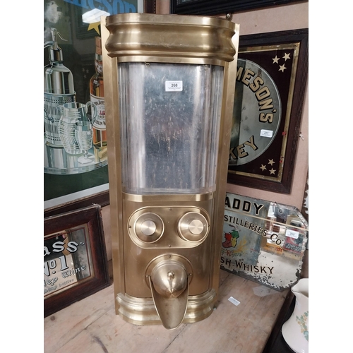 268 - Early 20th C. Otto Kind brass coffee dispenser. {80 cm H x 32 cm W}.