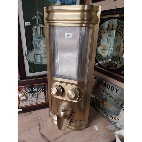 268 - Early 20th C. Otto Kind brass coffee dispenser. {80 cm H x 32 cm W}.