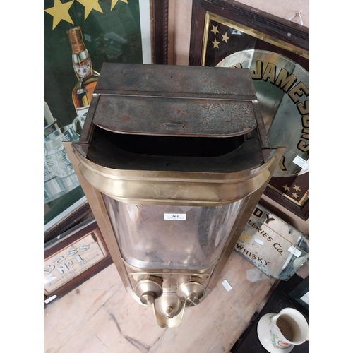 268 - Early 20th C. Otto Kind brass coffee dispenser. {80 cm H x 32 cm W}.