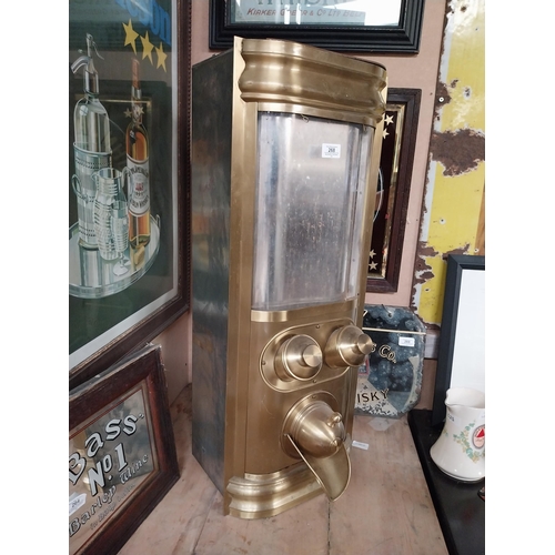 268 - Early 20th C. Otto Kind brass coffee dispenser. {80 cm H x 32 cm W}.