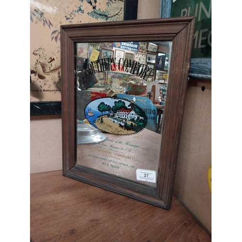 27 - Framed 1970's Southern Comfort advertising mirror. {33 cm H x 25 cm W}.