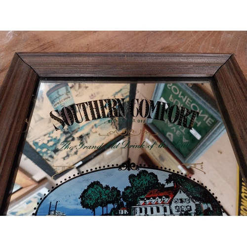 27 - Framed 1970's Southern Comfort advertising mirror. {33 cm H x 25 cm W}.