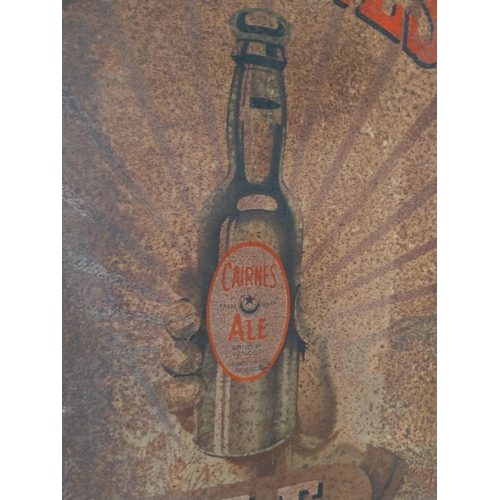 270 - Framed tinplate Cairnes Ale advertising sign. {56 cm H x 42 cm W}.