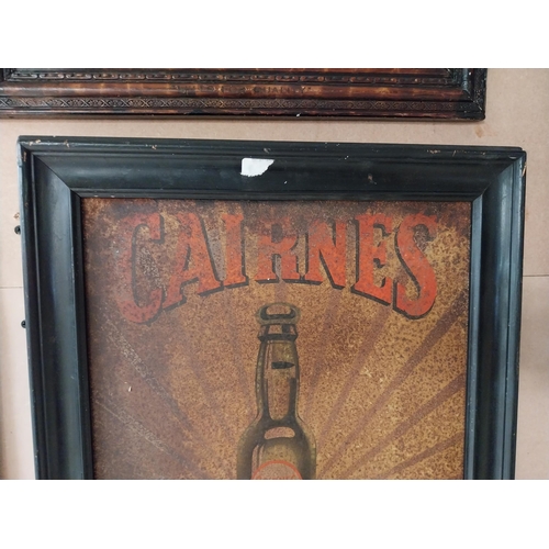 270 - Framed tinplate Cairnes Ale advertising sign. {56 cm H x 42 cm W}.