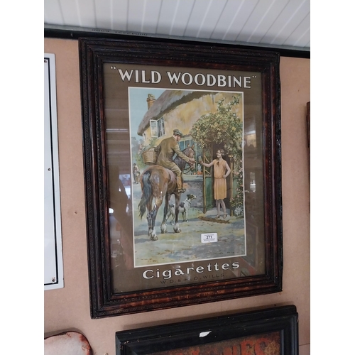 271 - Wild Woodbine cigarettes framed pictorial advertising show card {59 cm H x 47 cm W}.