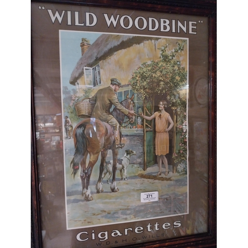 271 - Wild Woodbine cigarettes framed pictorial advertising show card {59 cm H x 47 cm W}.