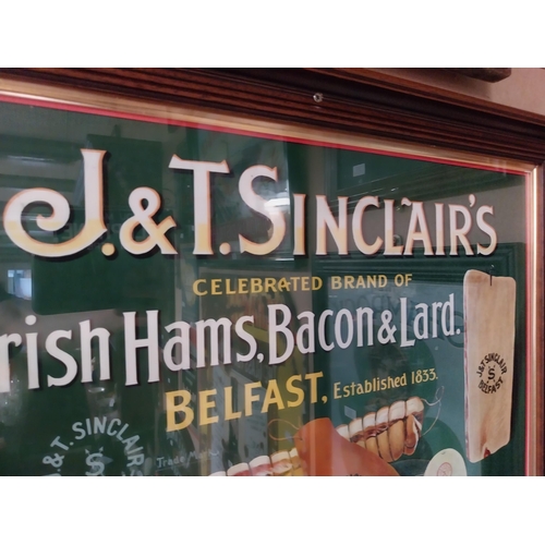 273 - Framed J and T Sinclair's Irish Ham and Bacon Belfast framed print. {54 cm H x 668 cm W}.