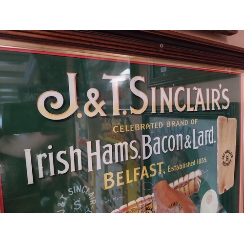 273 - Framed J and T Sinclair's Irish Ham and Bacon Belfast framed print. {54 cm H x 668 cm W}.