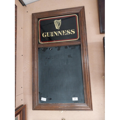 275 - Guinness menu board. {81 cm H x 44 cm W}.