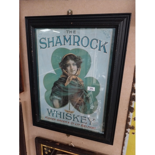 276 - Framed Shamrock Irish Whiskey advertising print. {65 cm H x 51 cm W].