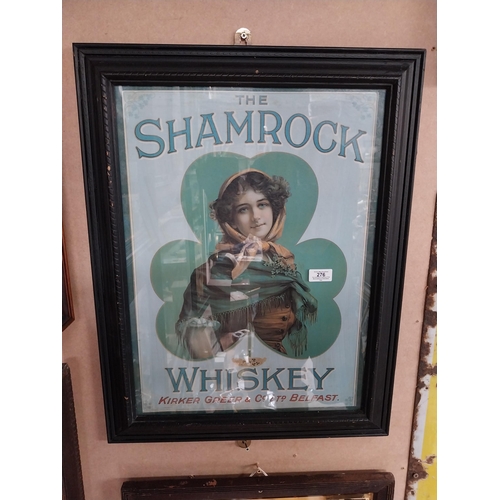 276 - Framed Shamrock Irish Whiskey advertising print. {65 cm H x 51 cm W].