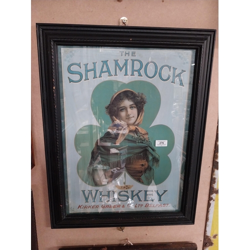 276 - Framed Shamrock Irish Whiskey advertising print. {65 cm H x 51 cm W].