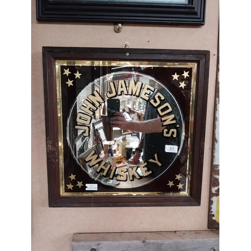 277 - Framed John Jameson Irish Whiskey advertising mirror. {50 cm H x 50 cm W}.