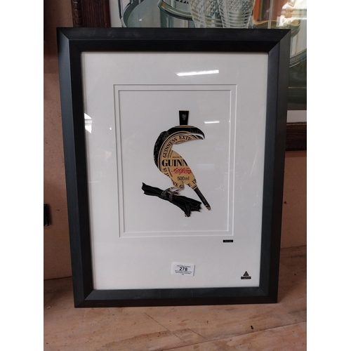 278 - Framed Martin Allan Can Art Toucan made from Guinness Can. {46 cm H x 36 cm W}. PART OF THE DAVID HU... 