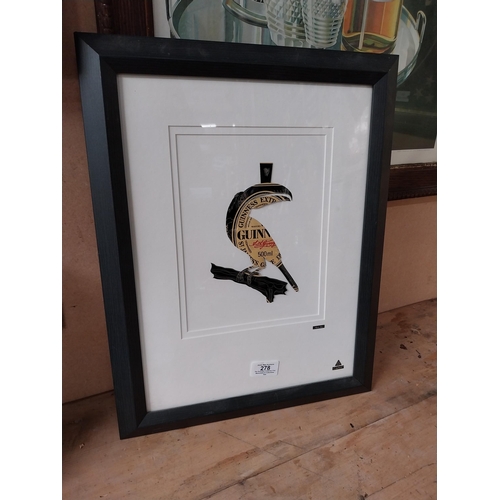 278 - Framed Martin Allan Can Art Toucan made from Guinness Can. {46 cm H x 36 cm W}. PART OF THE DAVID HU... 