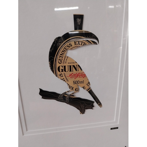 278 - Framed Martin Allan Can Art Toucan made from Guinness Can. {46 cm H x 36 cm W}. PART OF THE DAVID HU... 