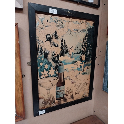 28 - 1950's framed celluloid Babycham advertising sign.  {58 cm H x 42 cm W}.