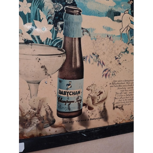 28 - 1950's framed celluloid Babycham advertising sign.  {58 cm H x 42 cm W}.