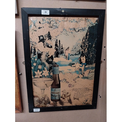 28 - 1950's framed celluloid Babycham advertising sign.  {58 cm H x 42 cm W}.