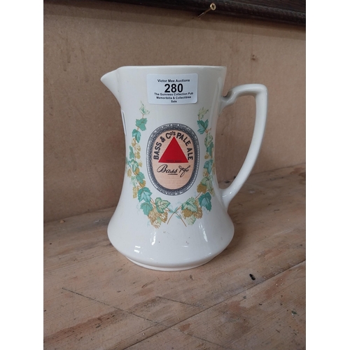 280 - Bass and Co Pale Ale Wade ceramic water Jug. {17 cm H x 13 cm Dia.}.