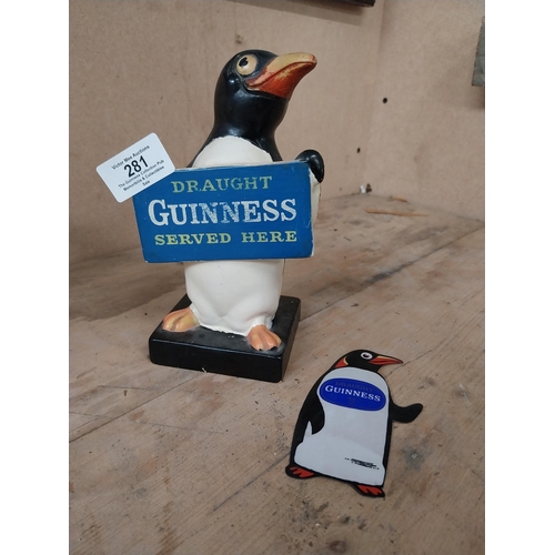 281 - Ruberoid Guinness penguin. {17 cm H x 8 cm W x 8 cm D} plus rare Guinness Draught  Penguin sticker. ... 