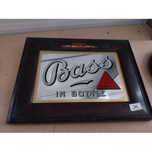 288 - Bass in Bottle original framed advertising mirror. ( 34 cm H x 44 cm W).