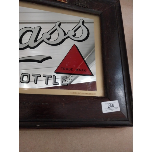 288 - Bass in Bottle original framed advertising mirror. ( 34 cm H x 44 cm W).