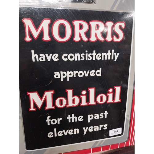 294 - Tinplate Morris have consistently approved Mobiloil for the past eleven years advertising sign. {49 ... 