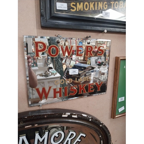 296 - Power's Gold Label Whiskey advertising mirror. {25 cm H x 35 cm W}.