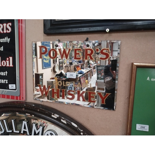 296 - Power's Gold Label Whiskey advertising mirror. {25 cm H x 35 cm W}.