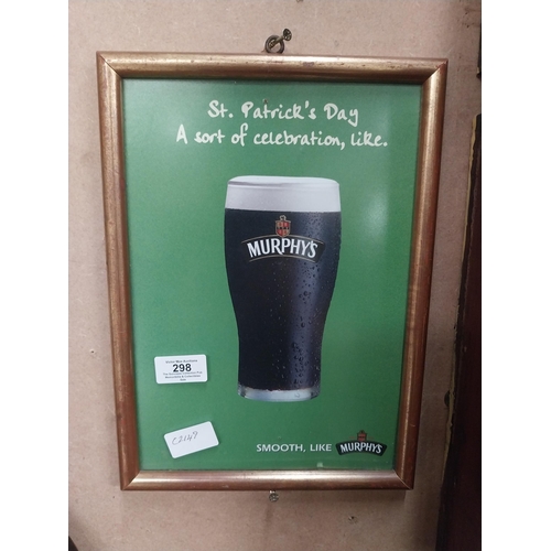 298 - Framed Murphy's Stout St Patrick's Day Celebration advertising print. {31 cm H x 23 cm W}.