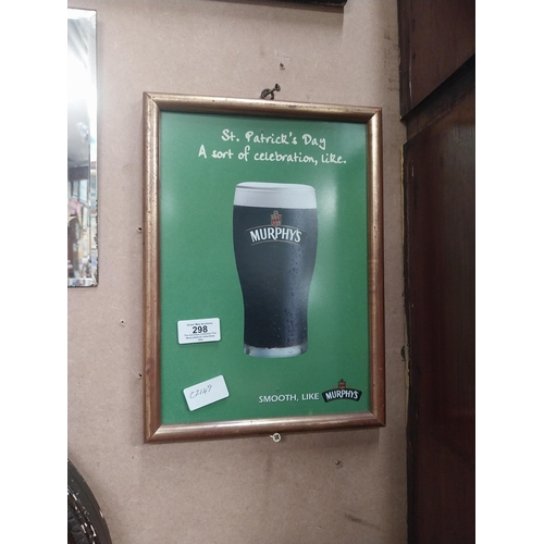 298 - Framed Murphy's Stout St Patrick's Day Celebration advertising print. {31 cm H x 23 cm W}.