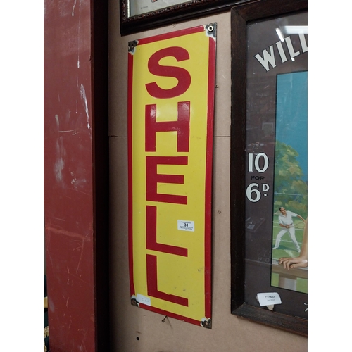 31 - Shell enamel advertising sign. {61 cm H x 20 cm D}.